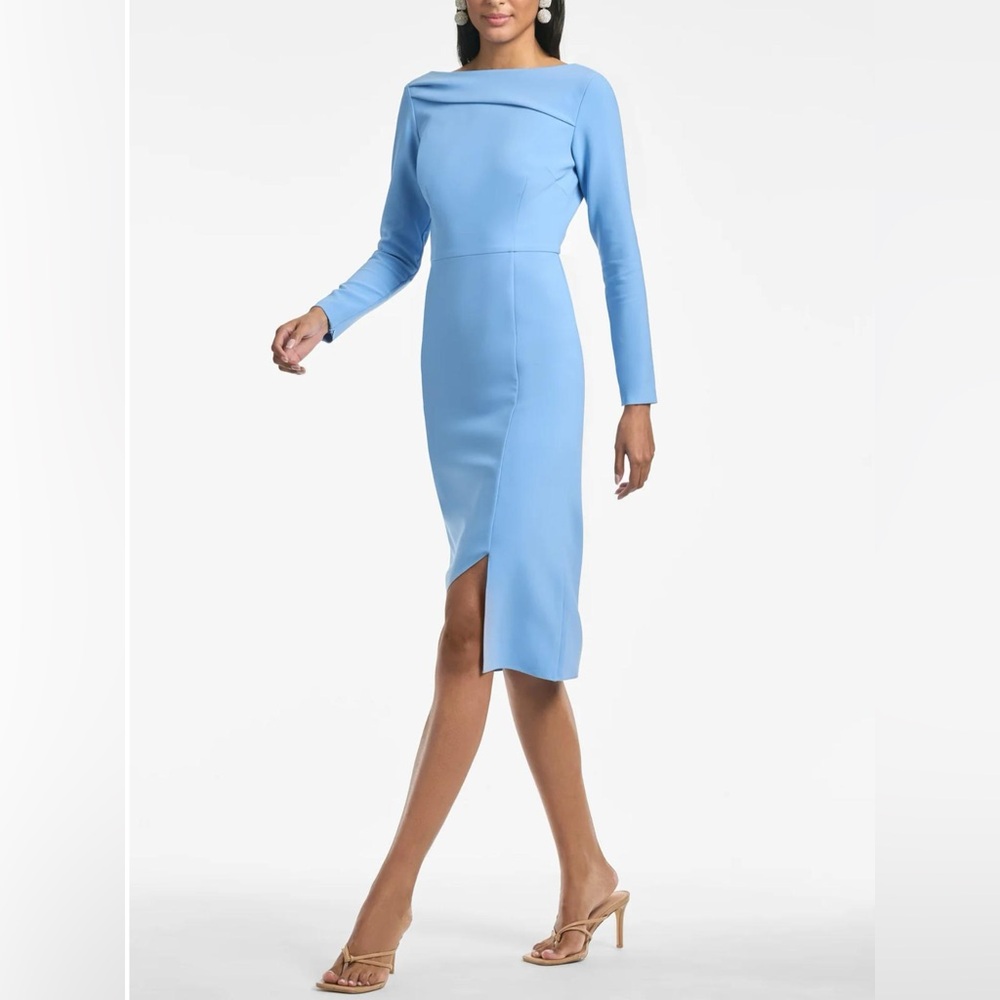 NWT [Sachin + Babi] Patrizia Bateau Neck Midi Dress in Chambray Blue Women’s 8 - Picture 2 of 13